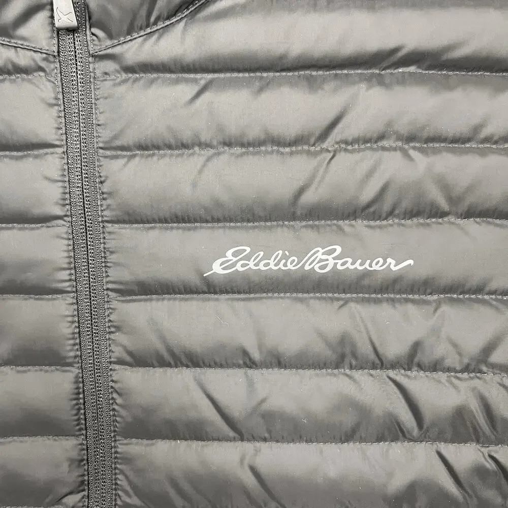 NWT Eddie Bauer Puffer Jacket Mens S Microlight Black 650 Goose Down